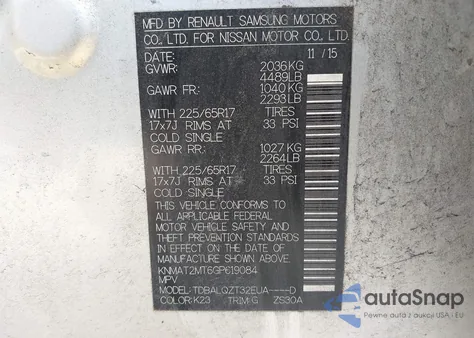 2016 Nissan Rogue Sv из США, поврежденный, VIN KNMAT2MT6GP619084